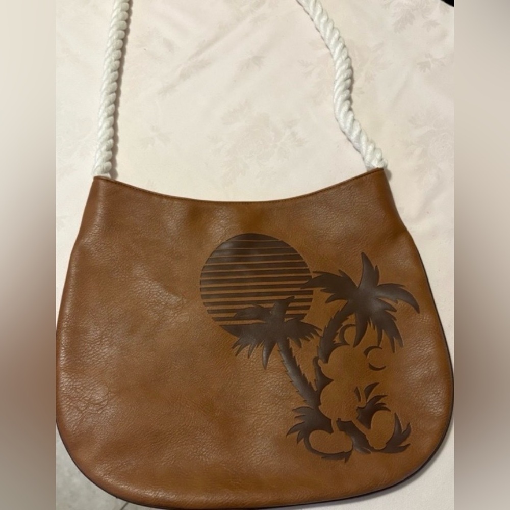 Official Disney Parks Mickey Mouse Brown Faux Leather Tote/purse